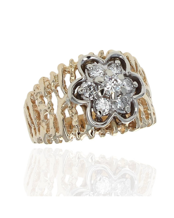 Diamond Cluster Cut out Nugget Motif Band