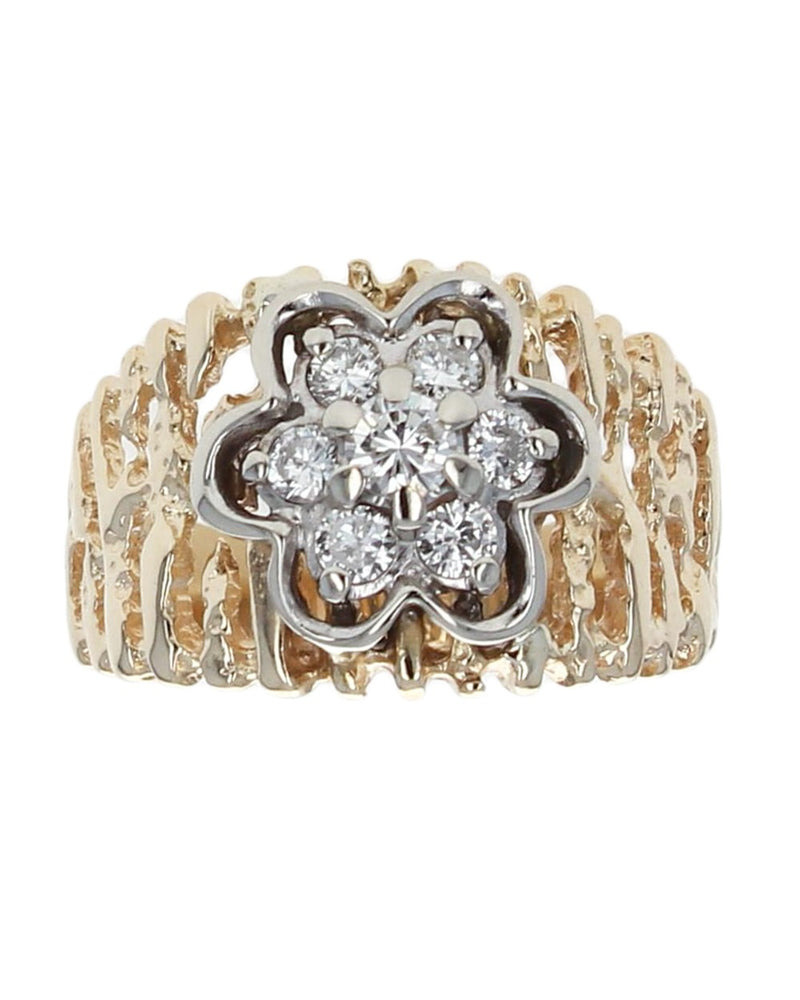 Diamond Cluster Cut out Nugget Motif Band