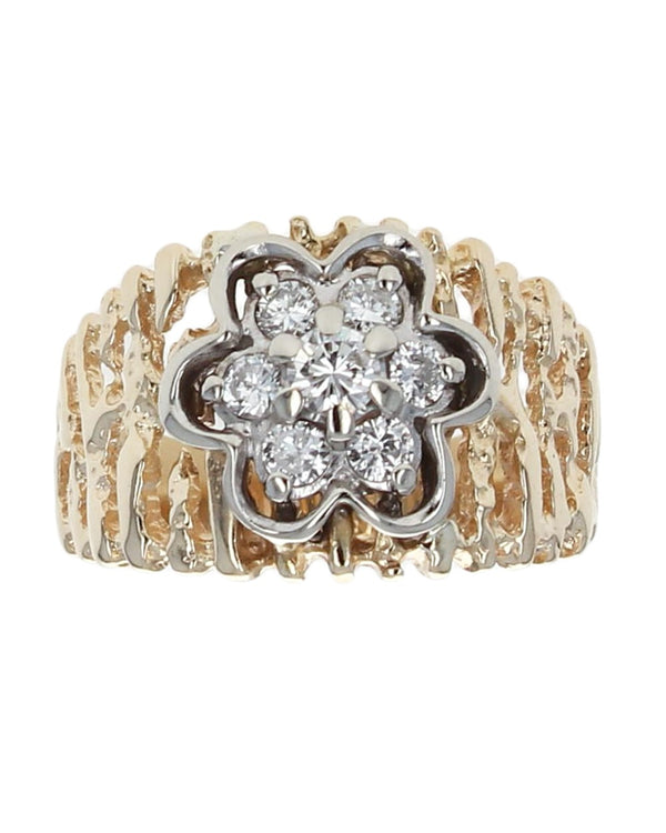 Diamond Cluster Cut out Nugget Motif Band