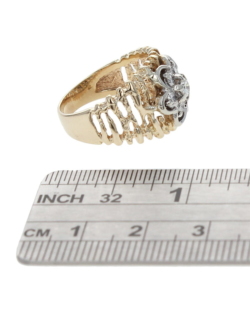 Diamond Cluster Cut out Nugget Motif Band