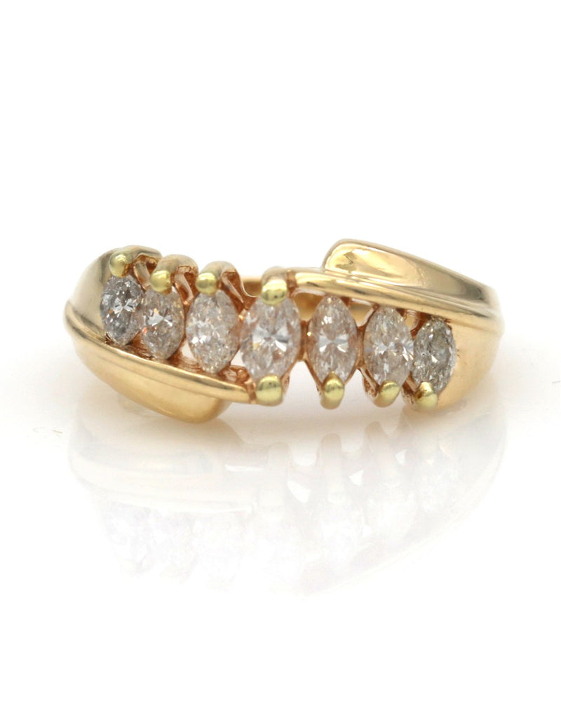 Marquise Diamond Bypass Ring in Gold