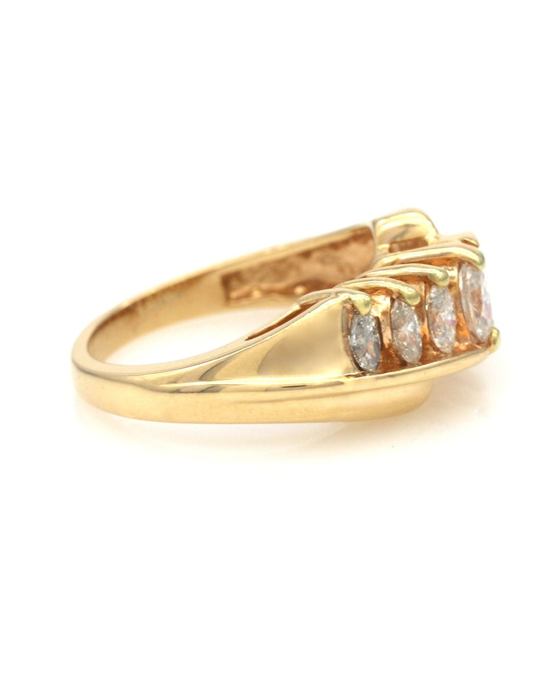 Marquise Diamond Bypass Ring in Gold
