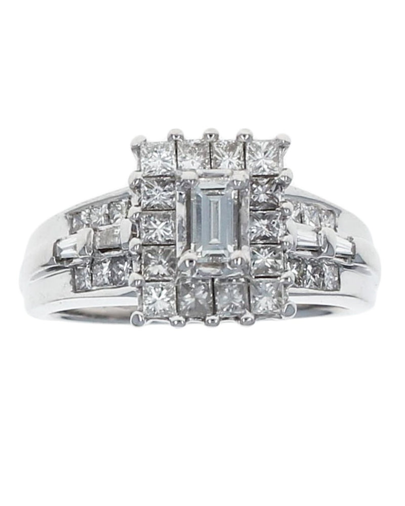 Baguette and Princess Diamond Engagement Ring