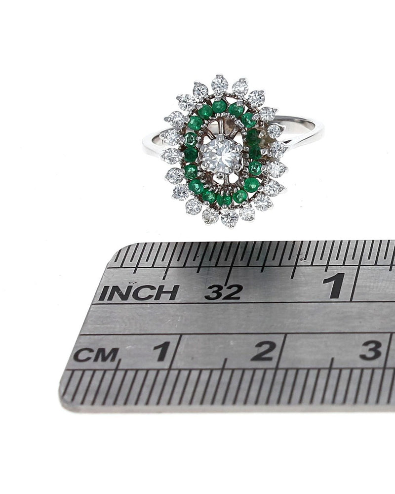 Diamond and Emerald Double Halo Ring