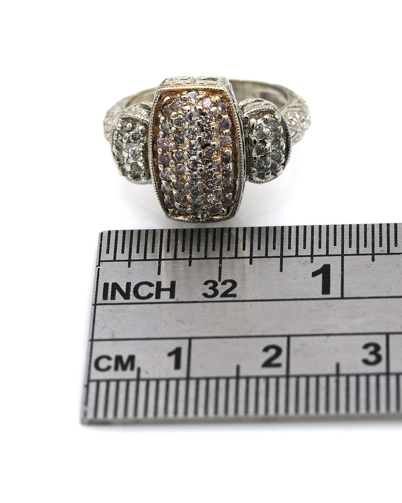 2 Tone Rectangular Top Diamond Ring