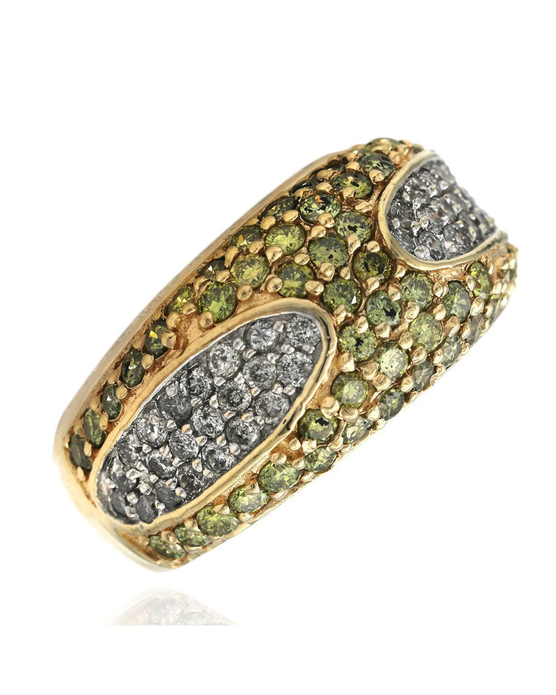 Yellow and White Diamond Pave Ring