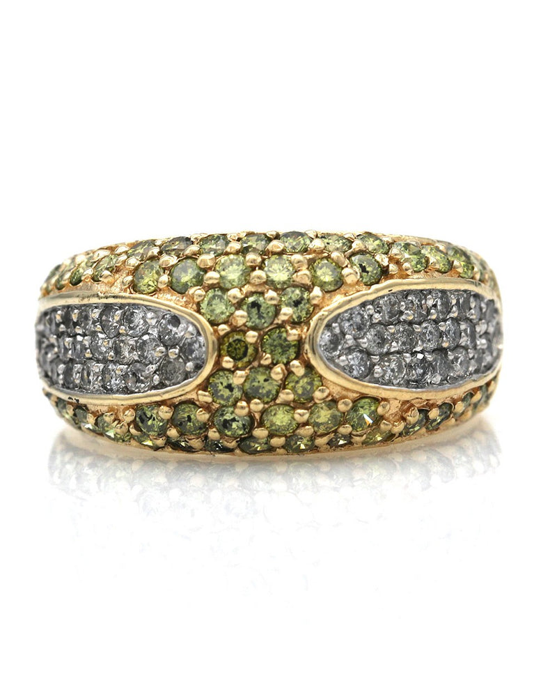 Yellow and White Diamond Pave Ring