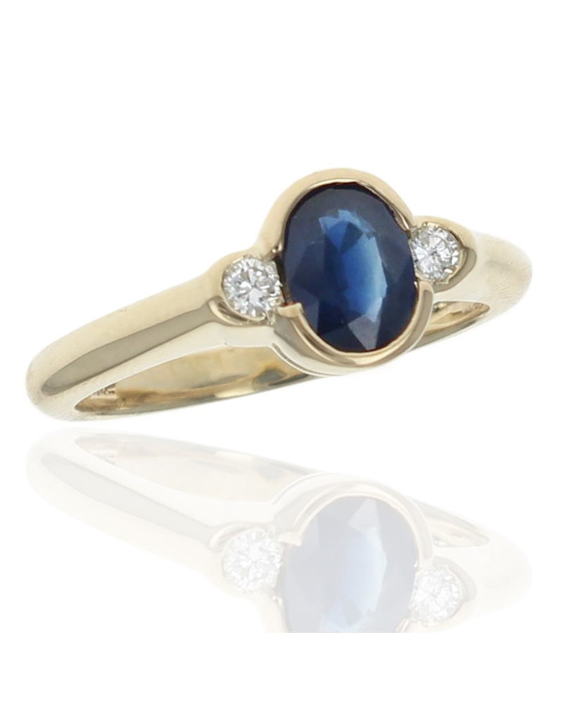 Sapphire and Diamond 3 Stone Ring