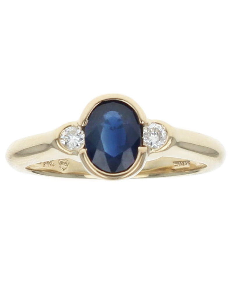 Sapphire and Diamond 3 Stone Ring