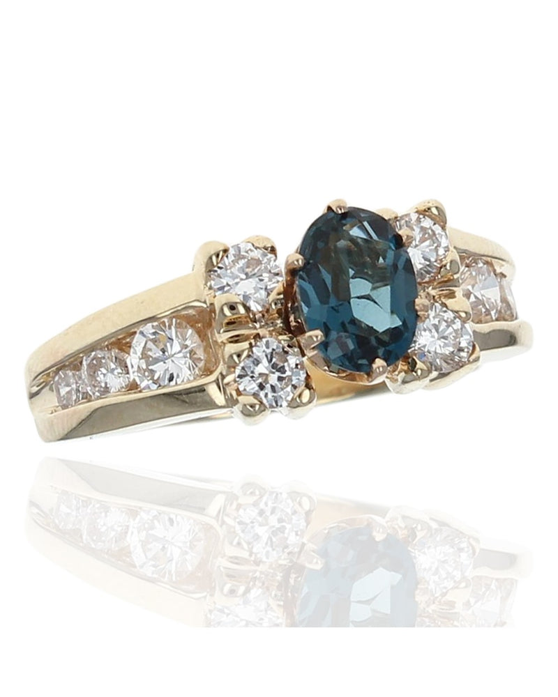 Swiss Blue Topaz and Diamond Ring