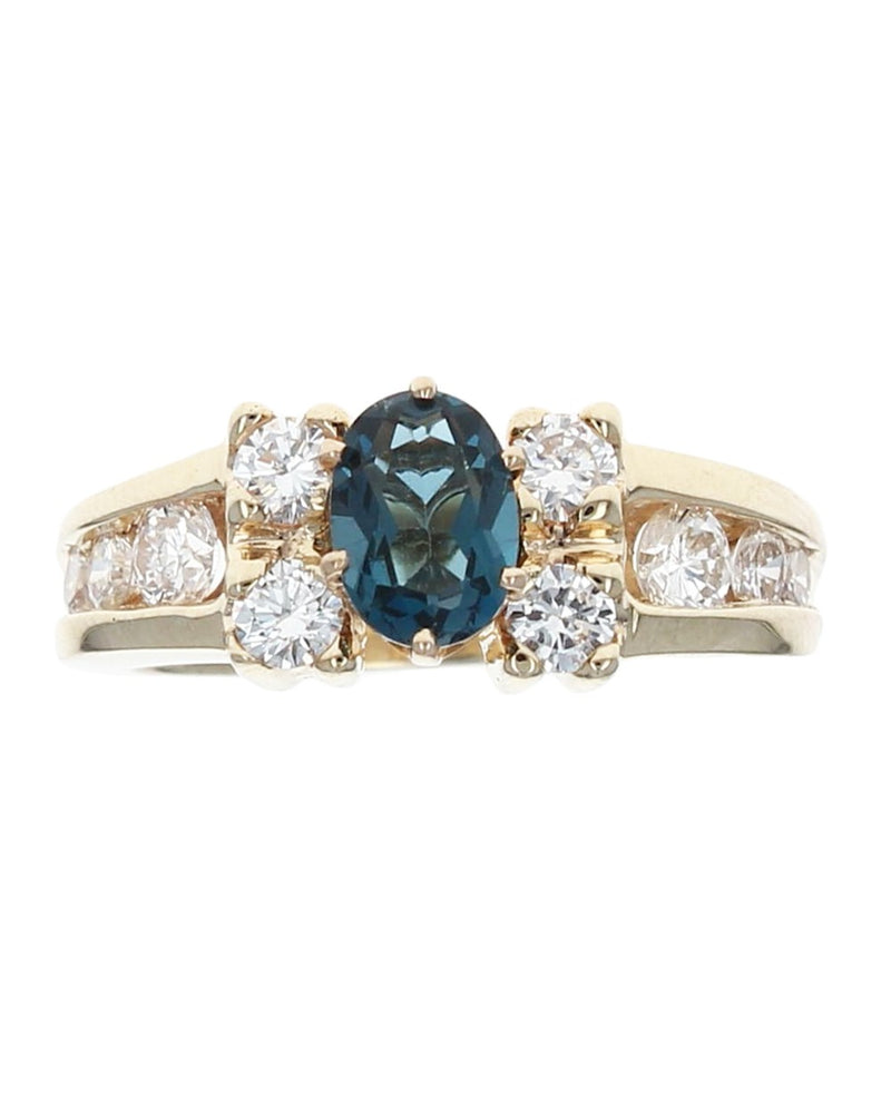 Swiss Blue Topaz and Diamond Ring