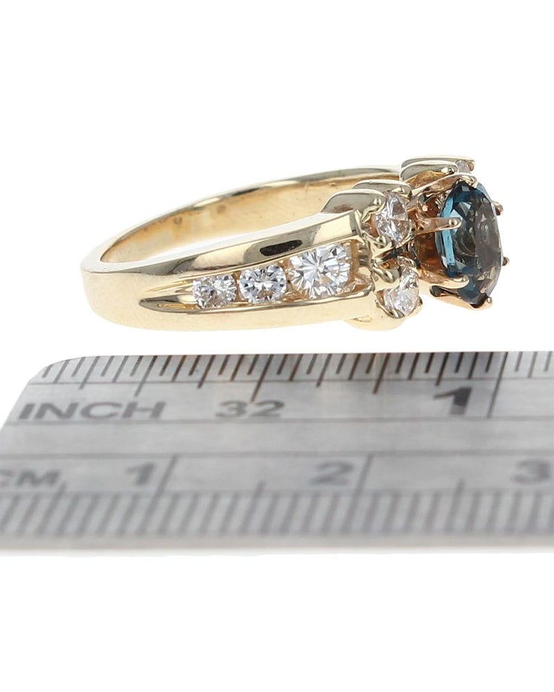 Swiss Blue Topaz and Diamond Ring