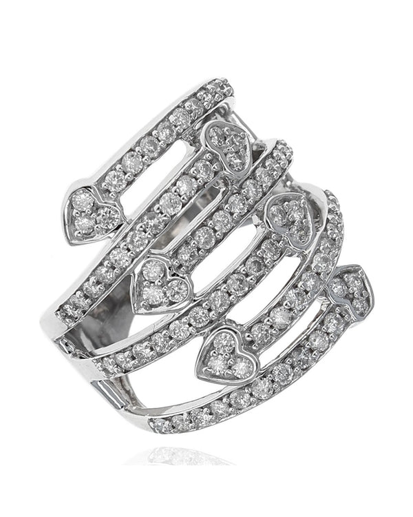 6 Row Diamond Bypass Arrow Ring