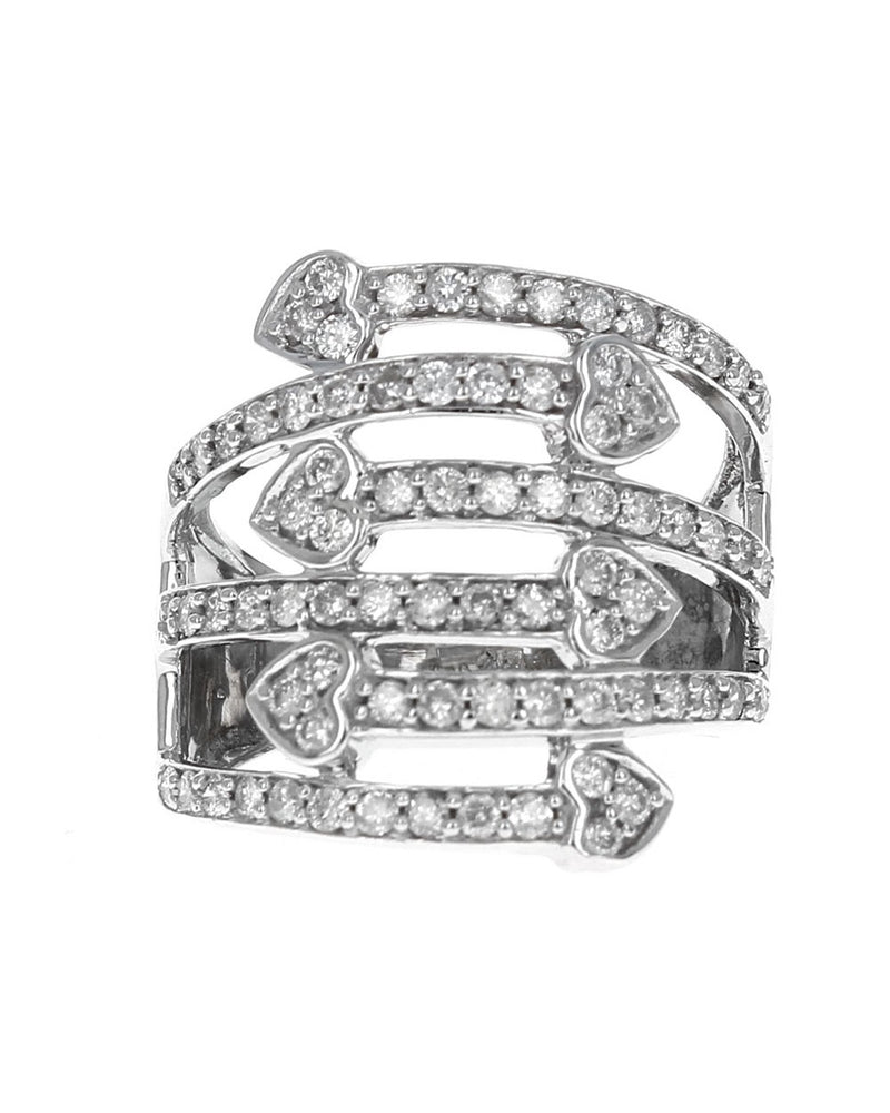 6 Row Diamond Bypass Arrow Ring