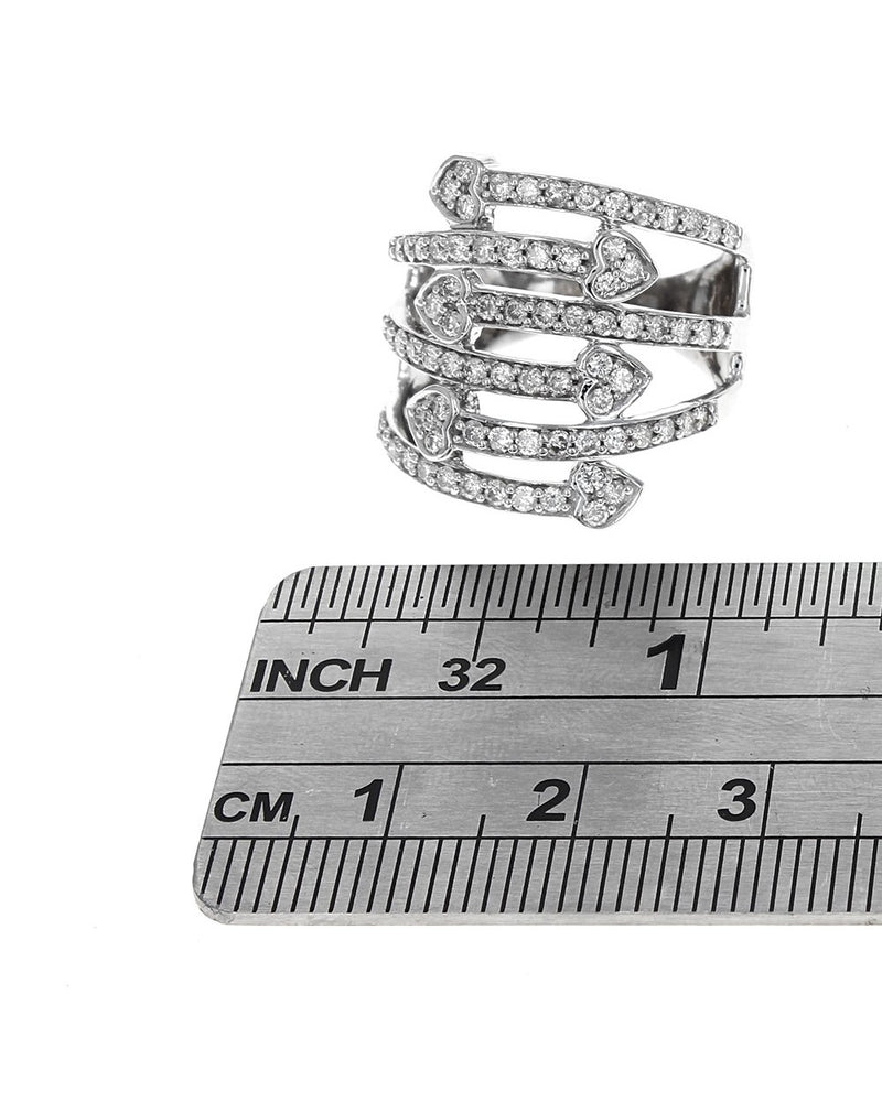 6 Row Diamond Bypass Arrow Ring