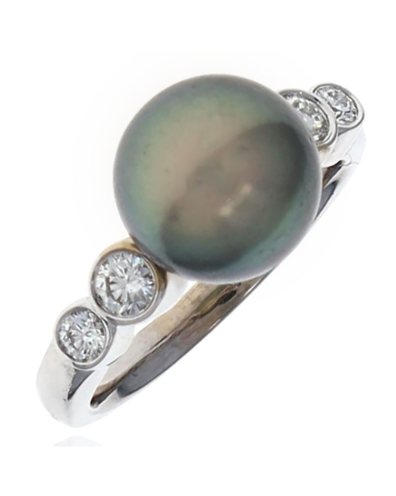 Mikimoto Tahitian Pearl and Diamond Ring