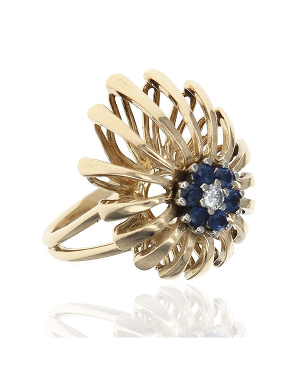Diamond and Sapphire Halo Spray Ring