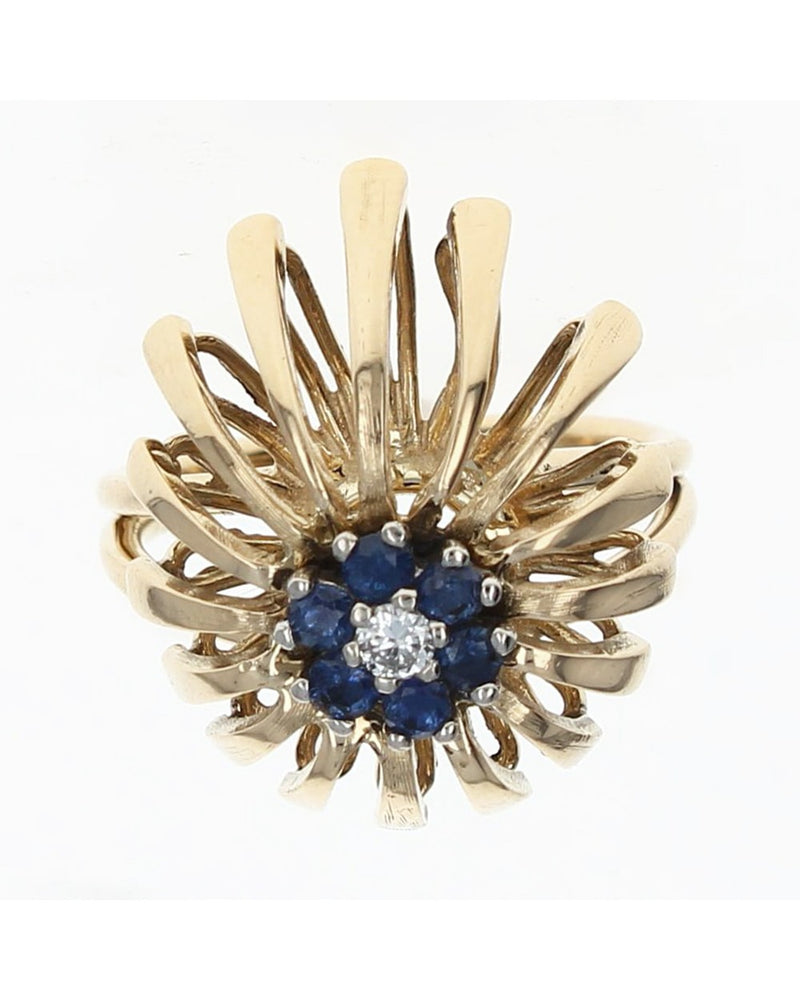Diamond and Sapphire Halo Spray Ring
