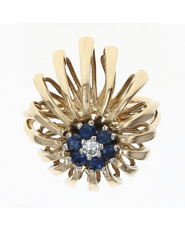Diamond and Sapphire Halo Spray Ring