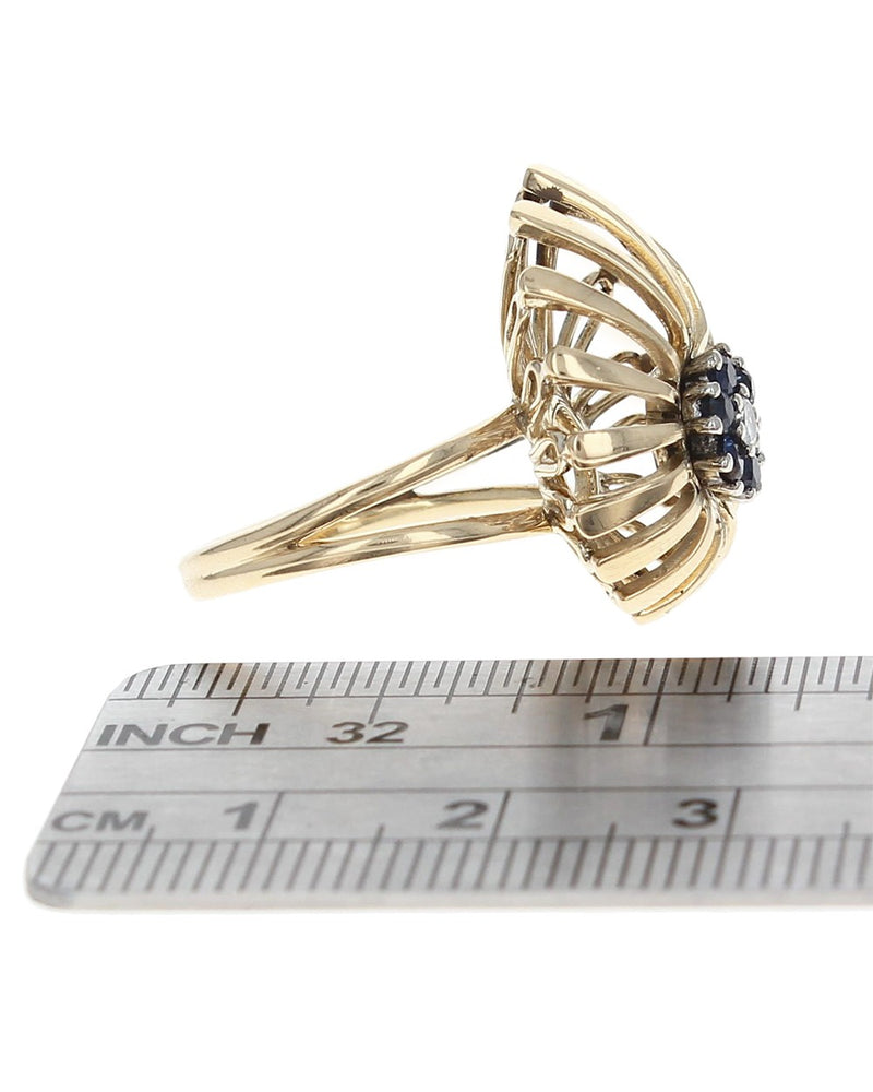 Diamond and Sapphire Halo Spray Ring