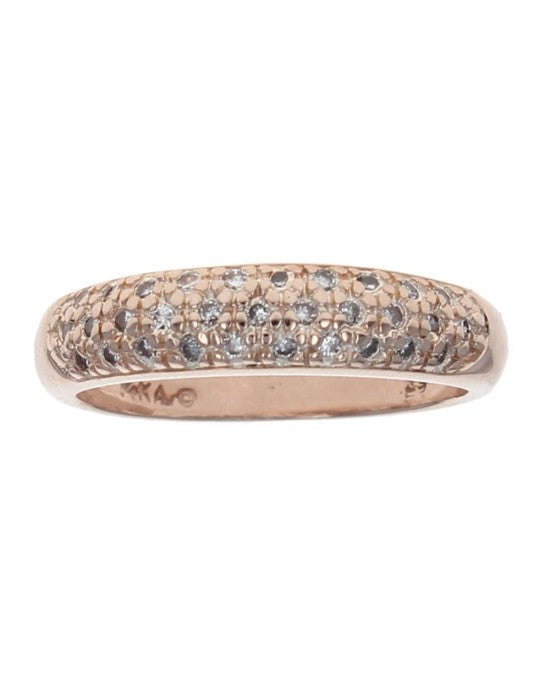 3 Row Diamond Tapered Band in Rose Gold