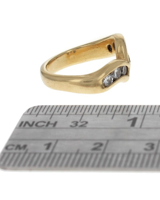 Diamond Contemporary Curved Ring in Gold
