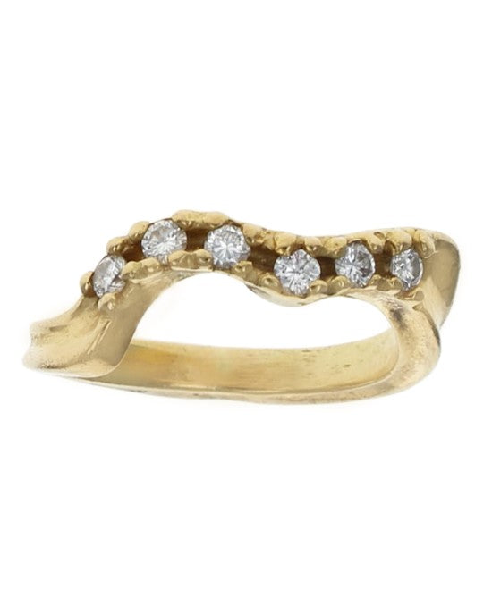 Diamond Wave Band in Yellow Gold