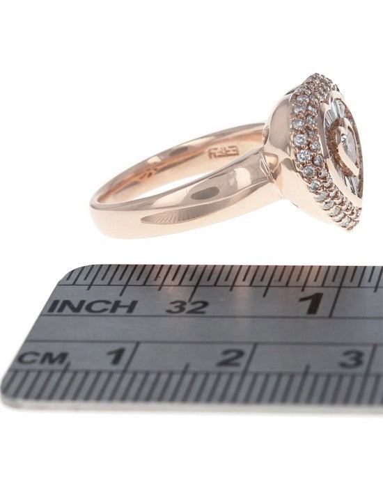 Diamond Heart Shaped Ring in Rose Gold