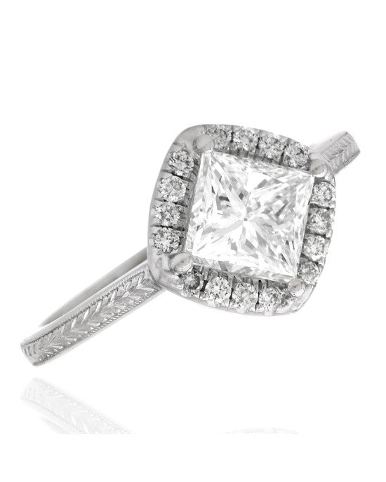 GIA Certified Princess Cut Diamond Solitaire Ring in 14KW