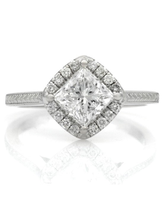 GIA Certified Princess Cut Diamond Solitaire Ring in 14KW