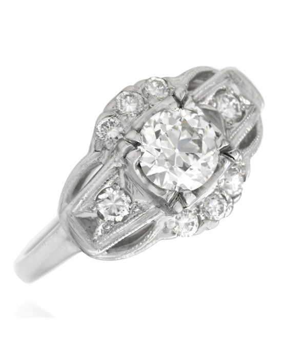 Old European Cut Diamond Antique Ring in Platinum