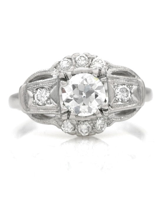 Old European Cut Diamond Antique Ring in Platinum