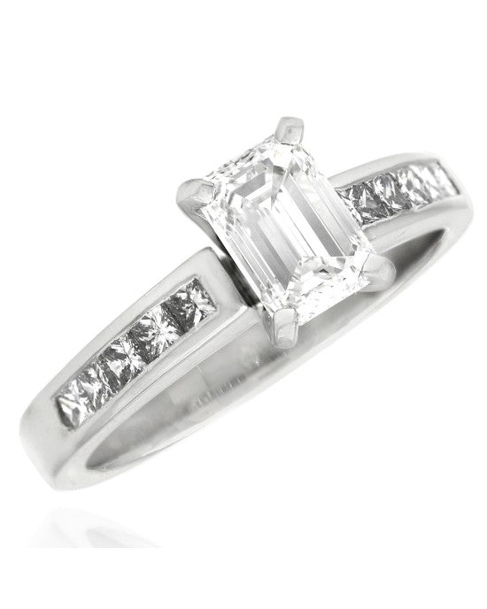 GIA Certified Emerald Cut Diamond Engagement Ring in Platinum