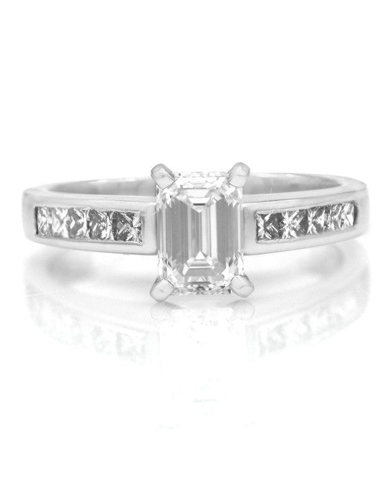 GIA Certified Emerald Cut Diamond Engagement Ring in Platinum