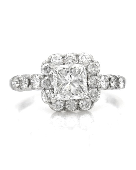 Princess Cut Diamond Solitaire Halo Ring