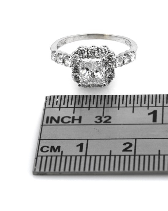 Princess Cut Diamond Solitaire Halo Ring