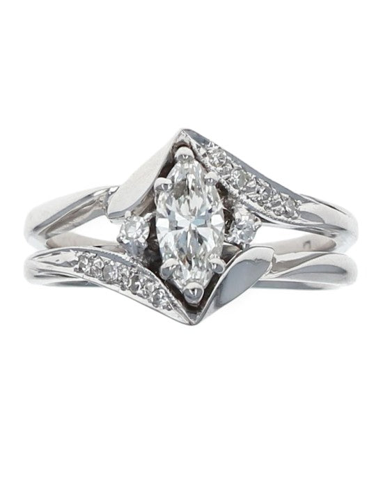 Marquise Solitaire Diamond Ring in White Gold