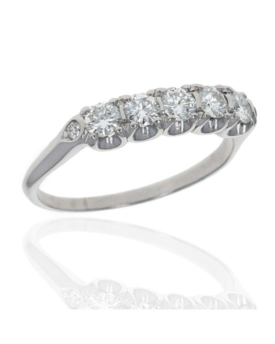 Diamond Scalloped Edge Ring in Platinum