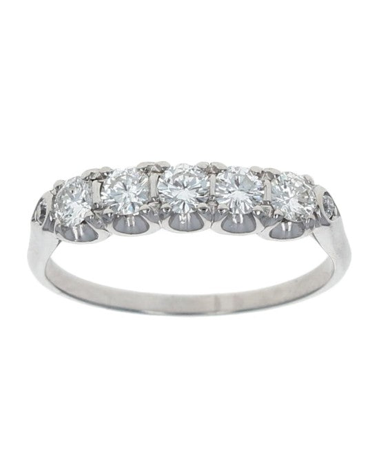Diamond Scalloped Edge Ring in Platinum