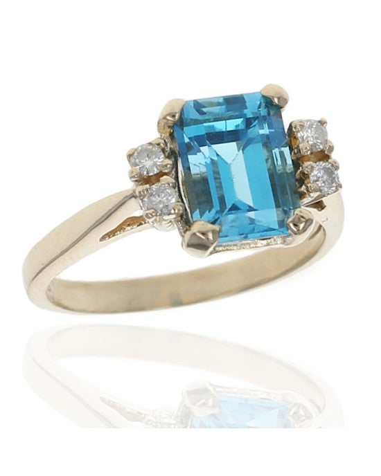 Swiss Blue Topaz and Diamond Accent Ring