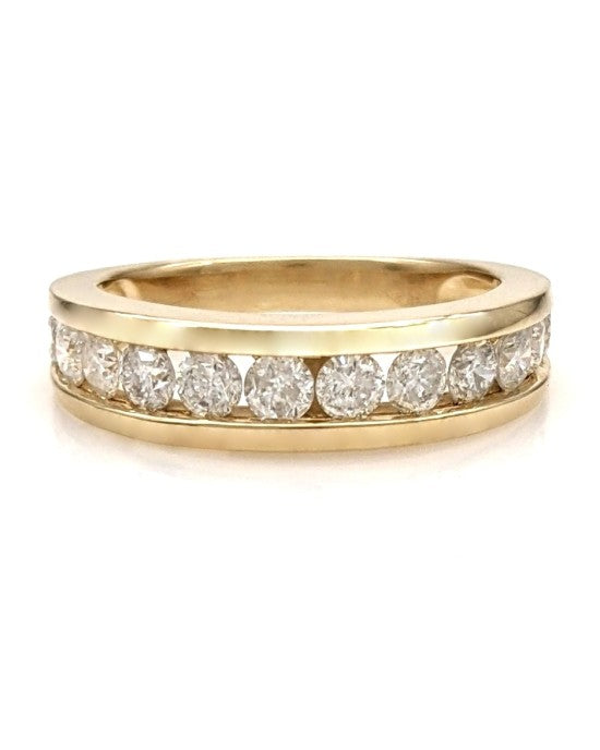 Channel Set Diamond Tapered Ring in Gold