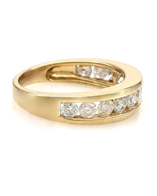 Channel Set Diamond Tapered Ring in Gold