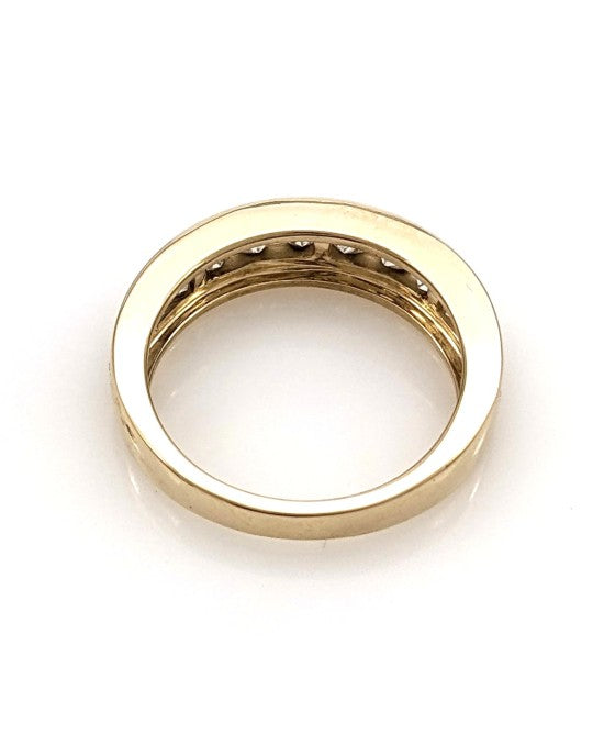 Channel Set Diamond Tapered Ring in Gold