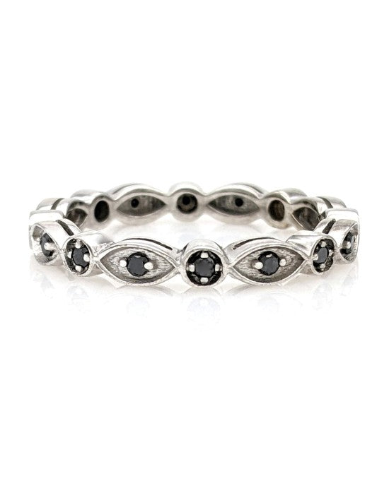 Black Diamond Eternity Band in White Gold