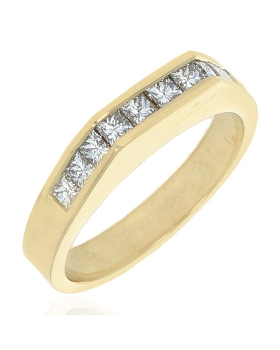 Princess Diamond 3 Sided Ring in Yellow Gold