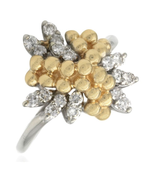 Diamond and Bead Cluster Ring in Gold