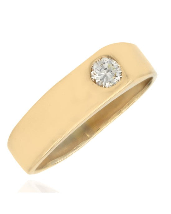 Gentlemans Diamond Solitaire Angled Band