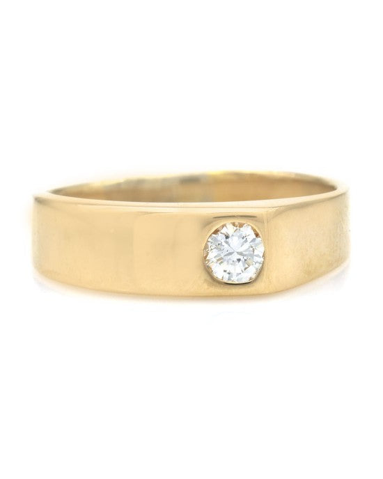 Gentlemans Diamond Solitaire Angled Band