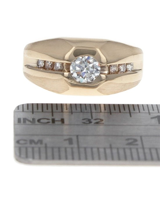 Gentlemans Diamond Tapered Ring in Yellow Gold