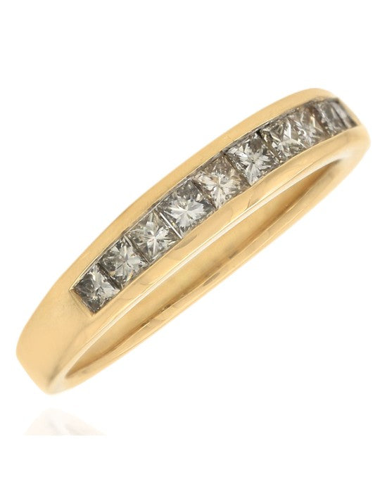 Princess Diamond Wedding Band in Yellow Gold